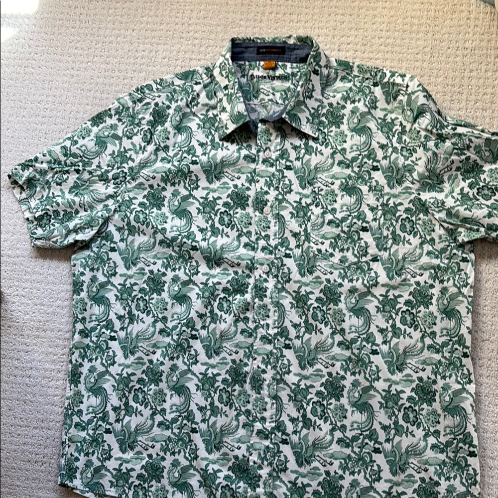 Tailor Vintage Green and White Floral Men's Shirt